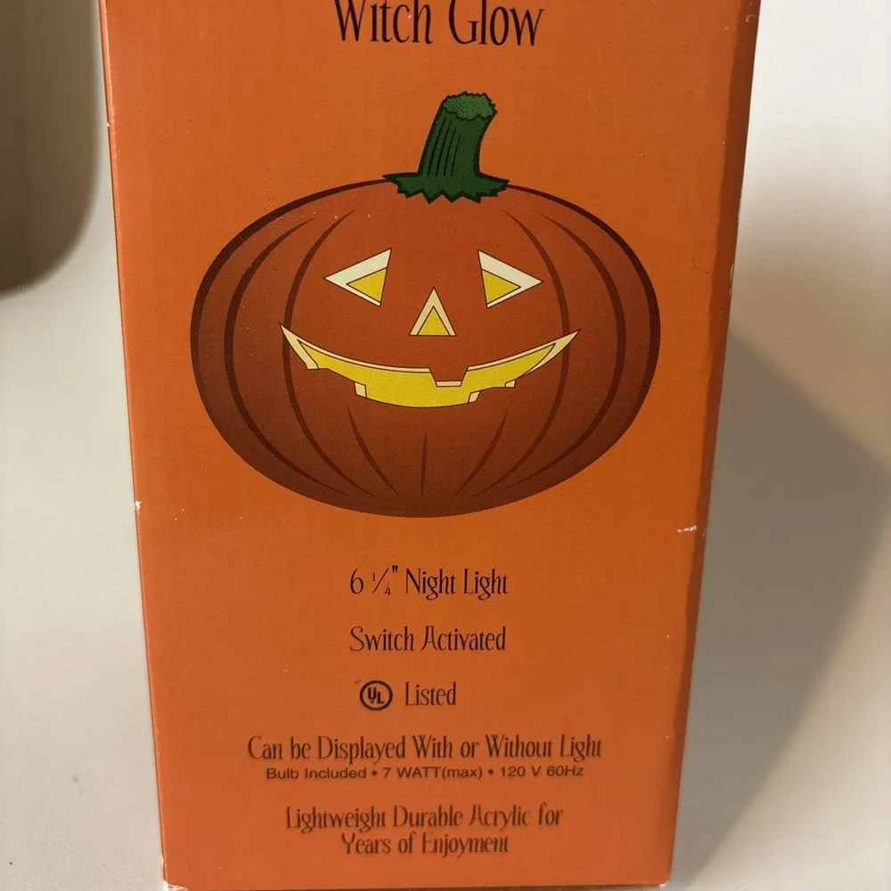 Vintage Halloween Witch Night Light Festive Acrylic Witch Glow Colorful with box